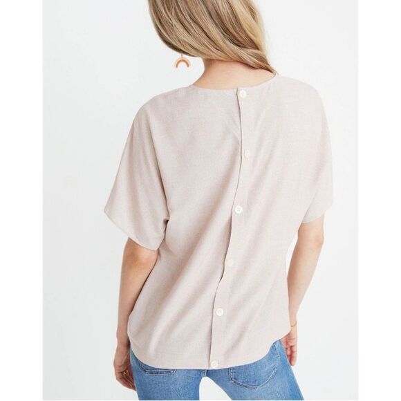 Madewell Women’s Red White Stripe Tie Front Button Back Short Sleeve Shirt Sz S - Picture 3 of 13